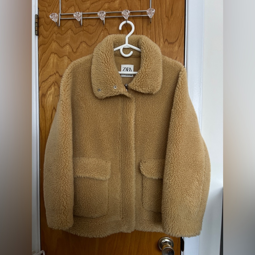 NWOT Zara Camel Sherpa Jacket
